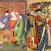 Maria of Brabant's marriage with the French king Philip III of France, miniature in the manuscript Chroniques de France ou de St. Denis, British Library, London.