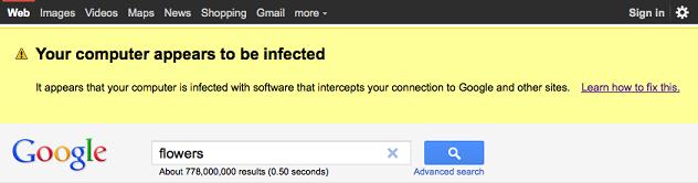MalwareWarningScreenshot Google thinks you have malware?