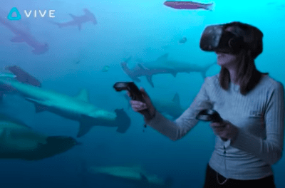person using the vive and appears to be underwater