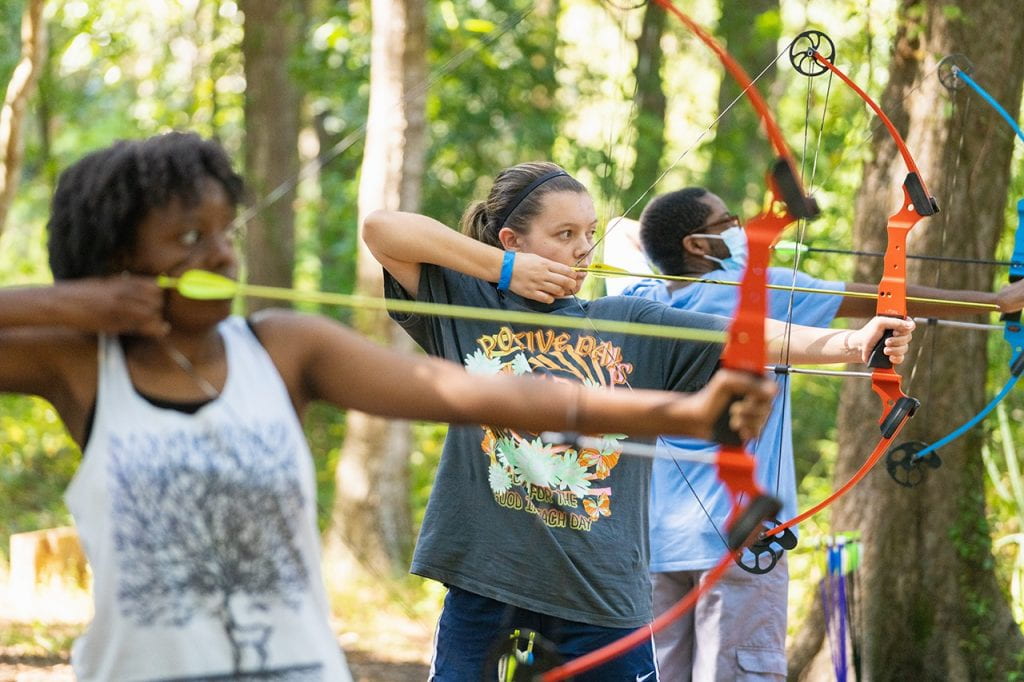 Students on the archery course.