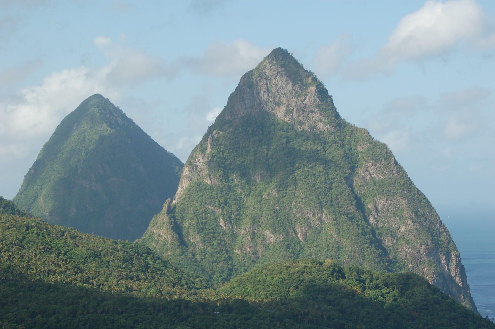 Piton Mountain peaks on St. Lucia