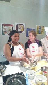 Nia (left) in Poland learning the language and culture with a cooking class