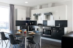 Kitchen/living shared by suite