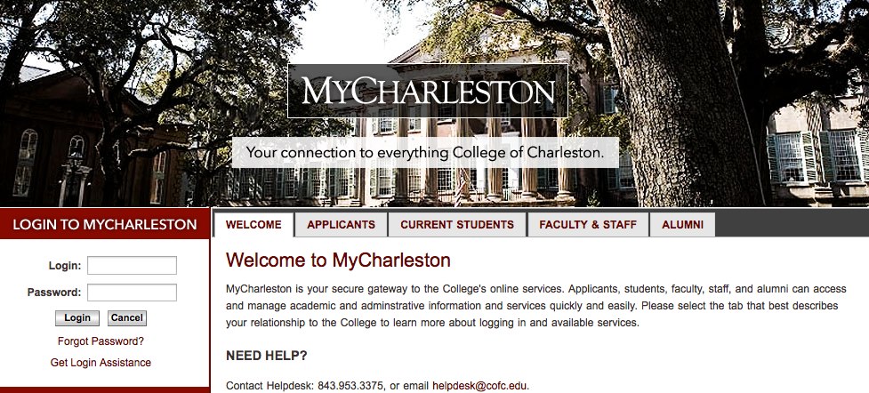 My Charleston website image