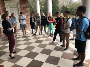 Students in exterior courtyard at Drayton Hall