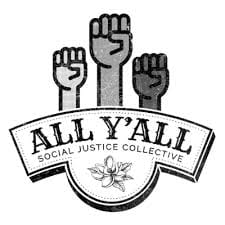 All Y'all Social Justice Collective logo of 3 raised fists