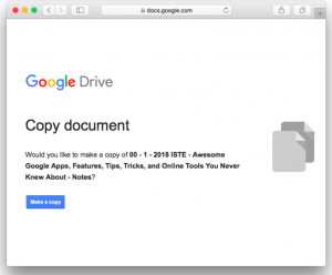 copy document screen with blue "make a copy" button