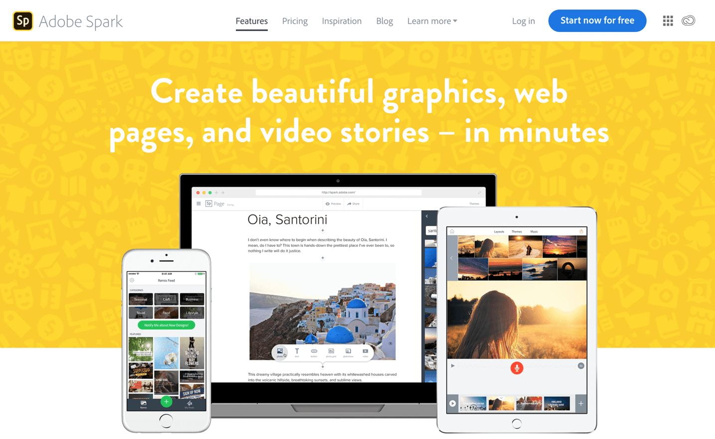 Create beautiful graphics, web pages ad video stories in minutes