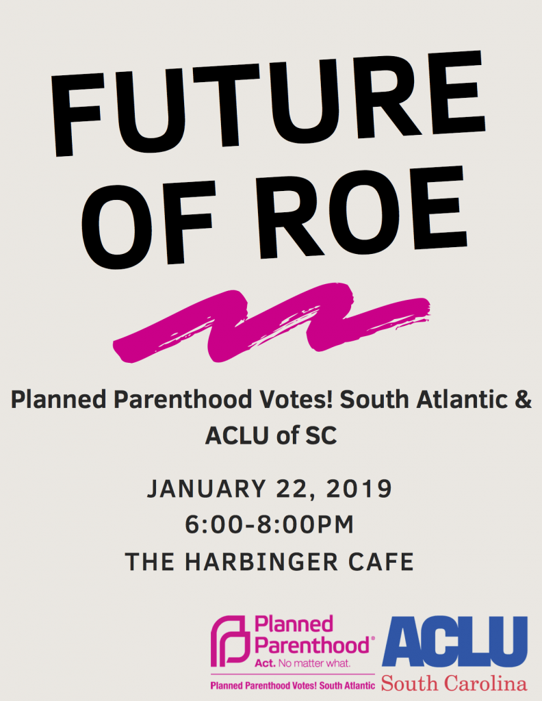Future of Roe event flier - 1/22 at 4-6pm, Harbinger Cafe